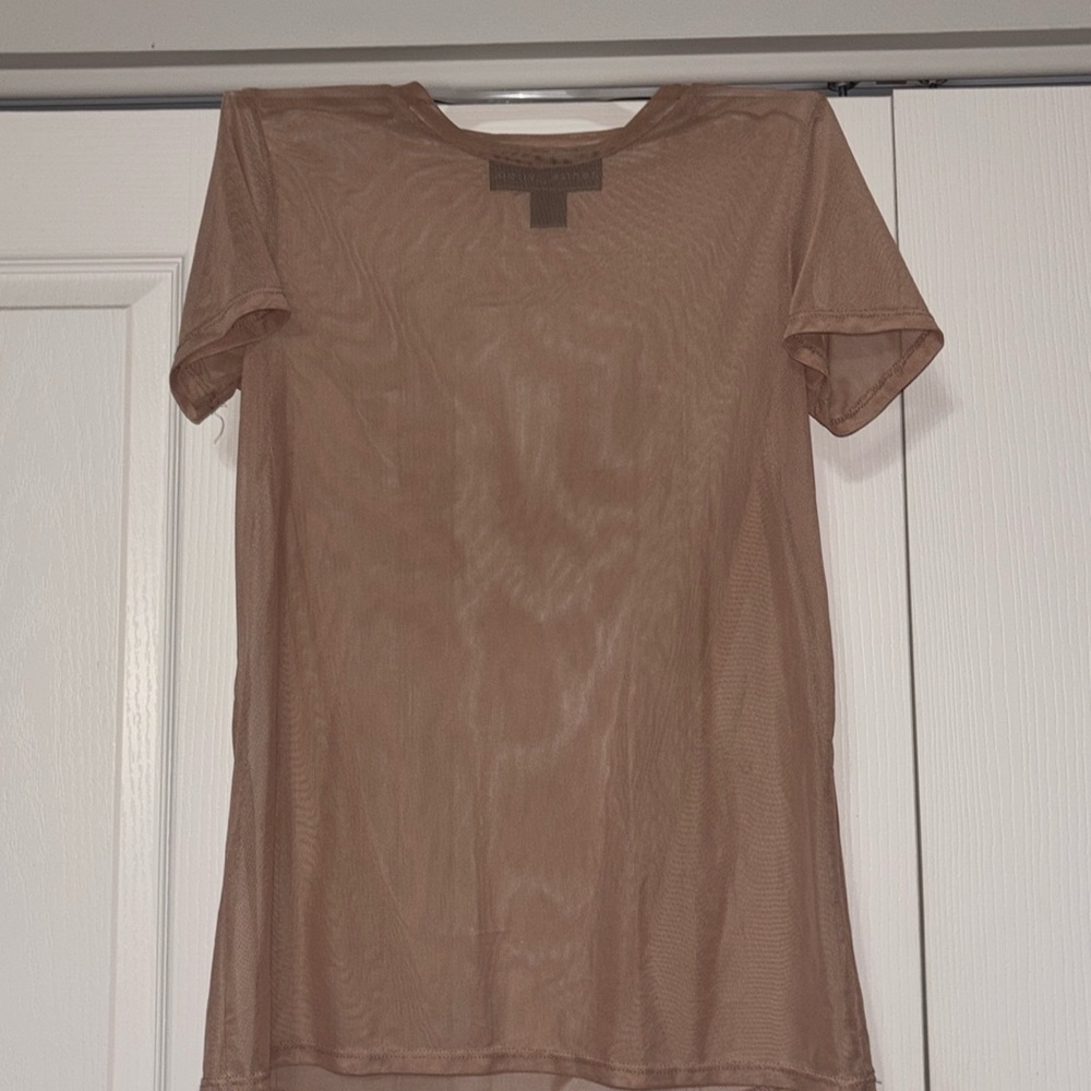 Short Sleeve Beige Shirt Sheer Rave Party Clubbing Basics